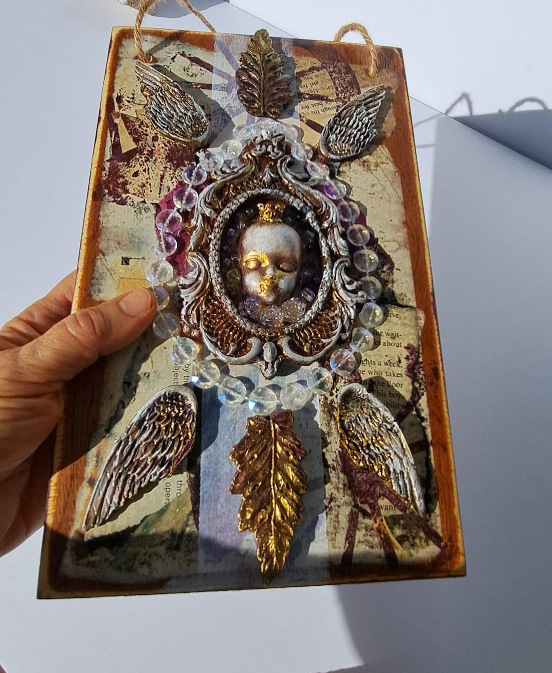 Rustic Angel Collage on Wood 6x10 Mixed Media Wall Art - Etsy