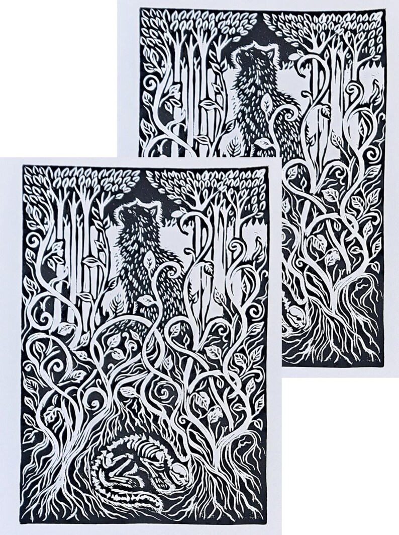 The Sacred Roots Original Linocut Print From There is No Death Series 9 ...