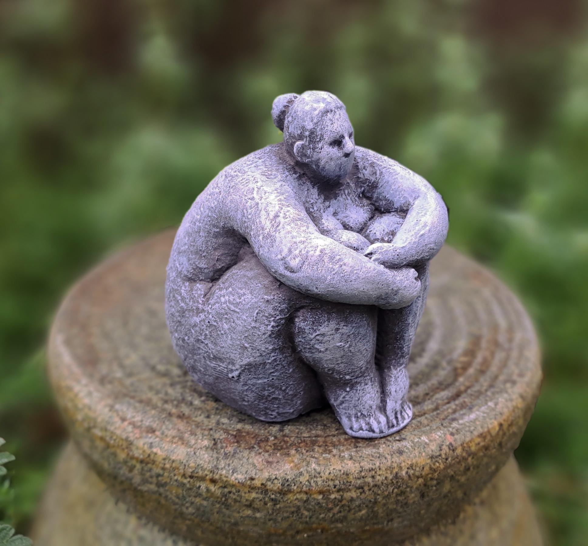 Concrete Woman Statue 3.5 Inch Indoor Outdoor Cement Figurine Gray ...