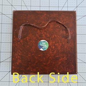 back side of Woodland Mushroom Shadow Box 6x6 Handmade Forest Diorama Rustic Cottagecore Wall Art