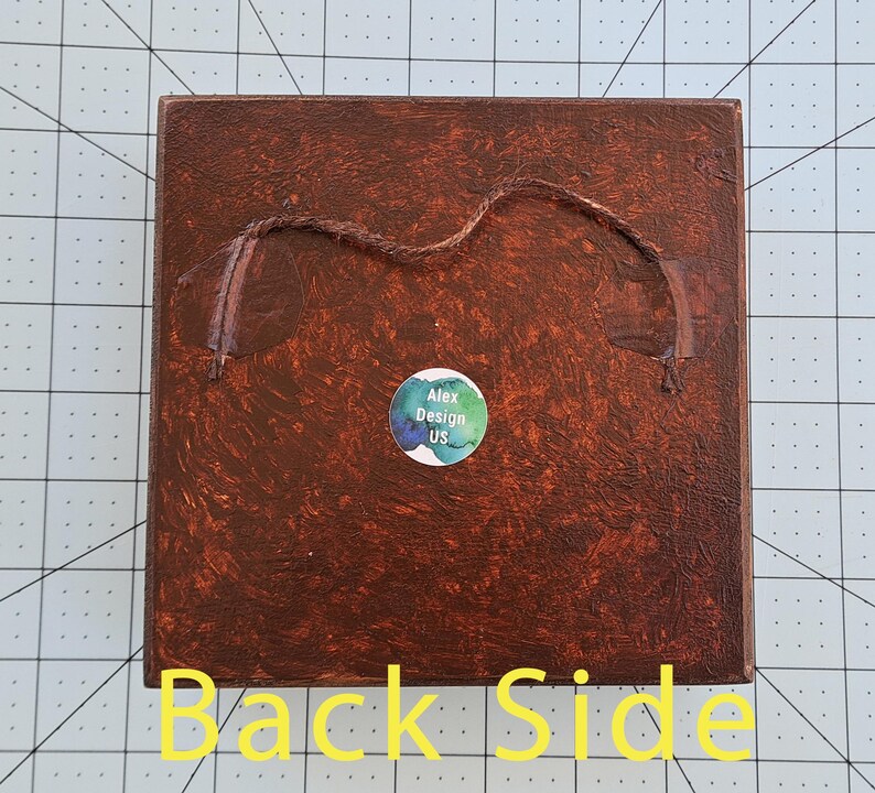 back side of Woodland Mushroom Shadow Box 6x6 Handmade Forest Diorama Rustic Cottagecore Wall Art