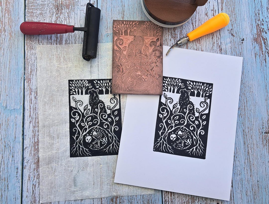 There is No Death – Original Linocut Print 4x6 Inches - Etsy
