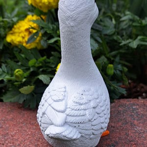 White Concrete Goose Statue Farmhouse Garden Bird Decor