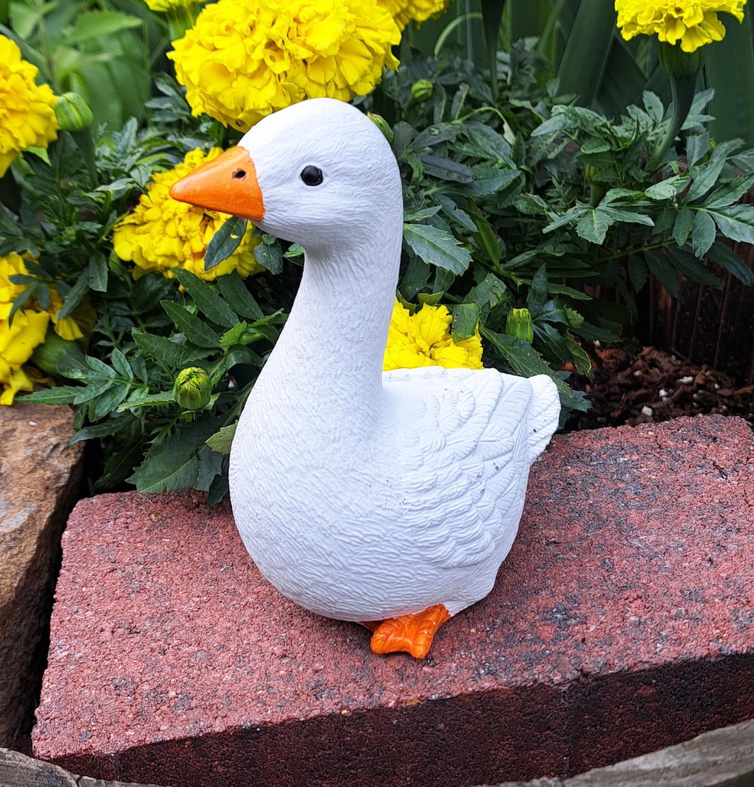 Concrete Goose Garden Statue Hand Painted Farmhouse Yard Decor