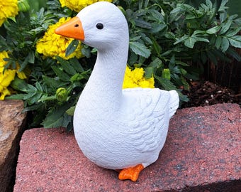 Concrete Goose Garden Statue Hand Painted Farmhouse Yard Decor