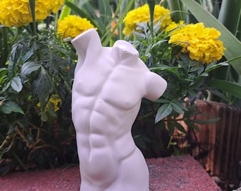 5-Inch Concrete Sculpture – Unfinished Male Torso Figurine