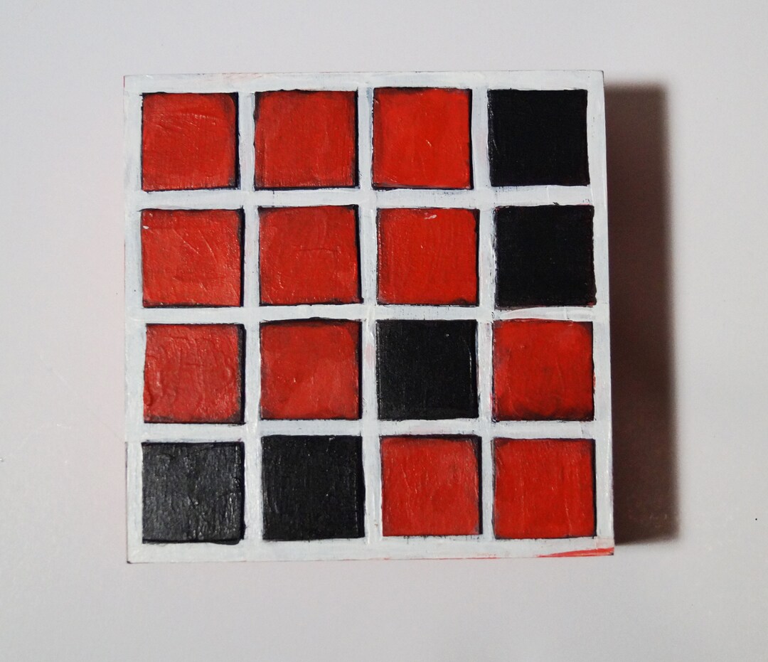 Geometric Abstract Square Wood Art on Small 5 X 5 1.5 Wood Panel ...