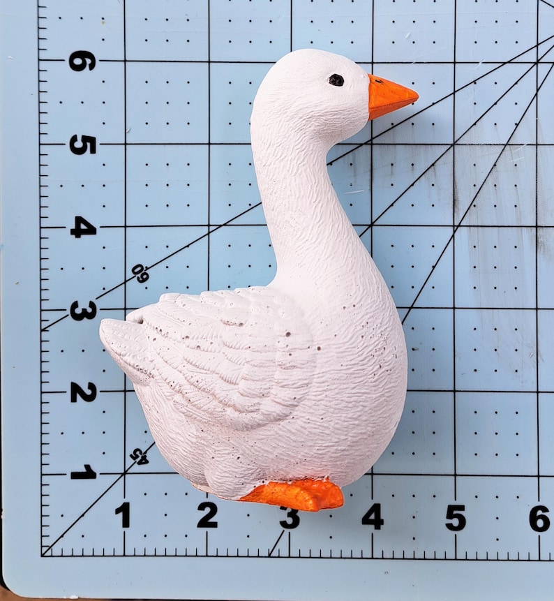 White Concrete Goose Statue Farmhouse Garden Bird Decor