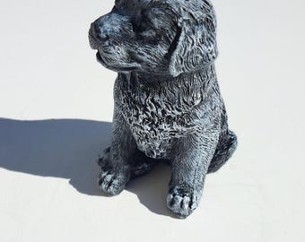 Hand-Painted Concrete Retriever Puppy, Outdoor Garden Decor