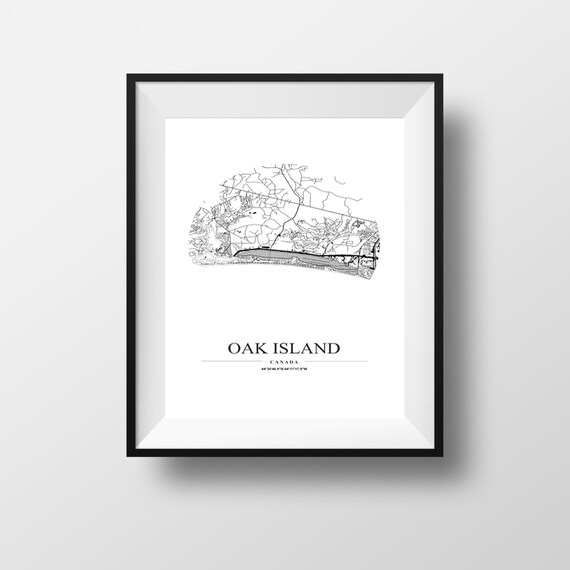 Oak Island North Carolina Minimalist Map Art Print Wall Etsy