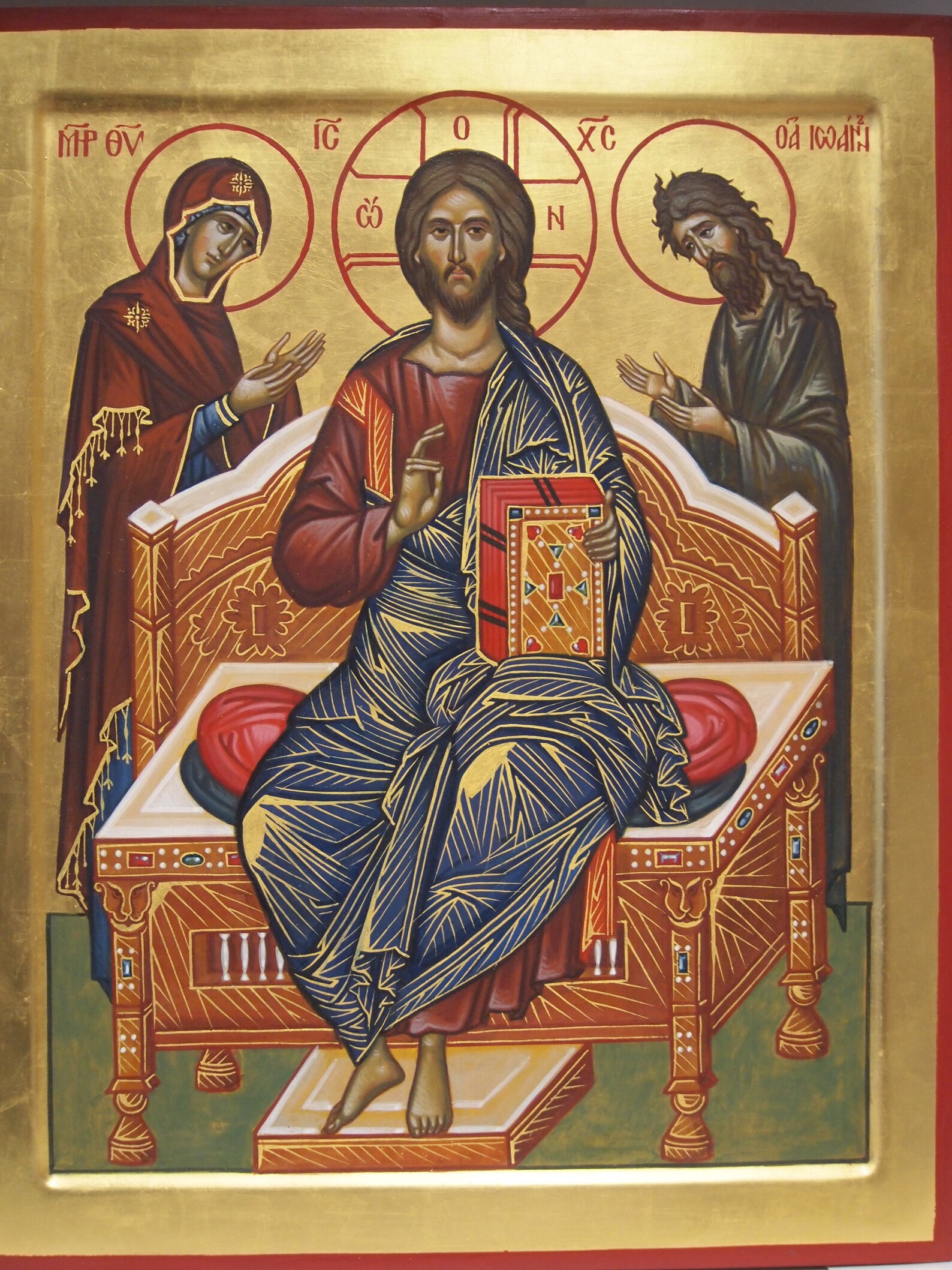 Конец 19 века. Икона господь вседержитель с предстоящими 19 век. Спас на престоле с предстоящими богоматерью и иоанном предтечей. Икона иисус христос богородица и иоанн креститель. Спас с предстоящими.