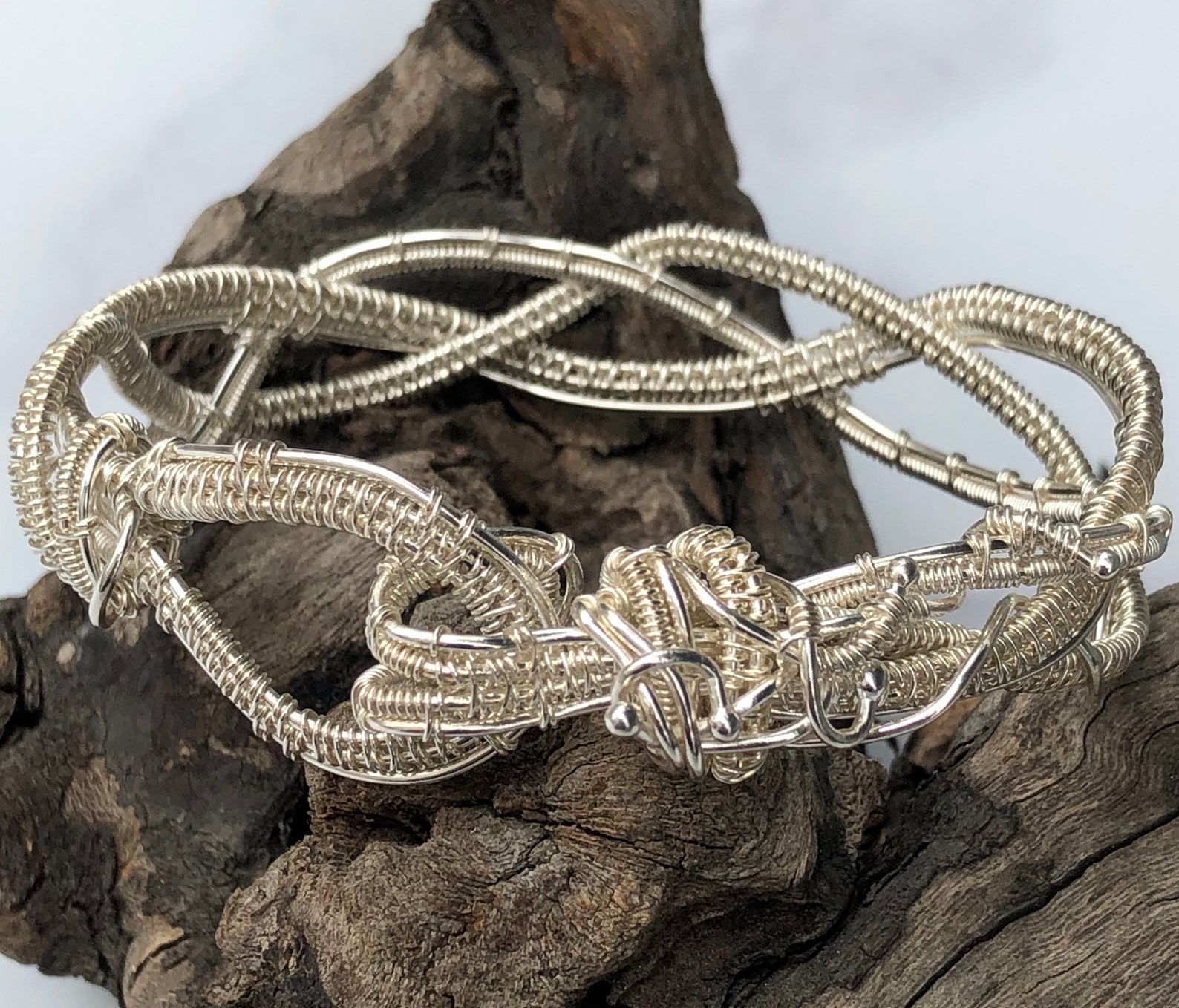 Braided Bracelet Woven in Fine Silver Wire Etsy
