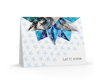 Holiday origami snowflake greeting cards