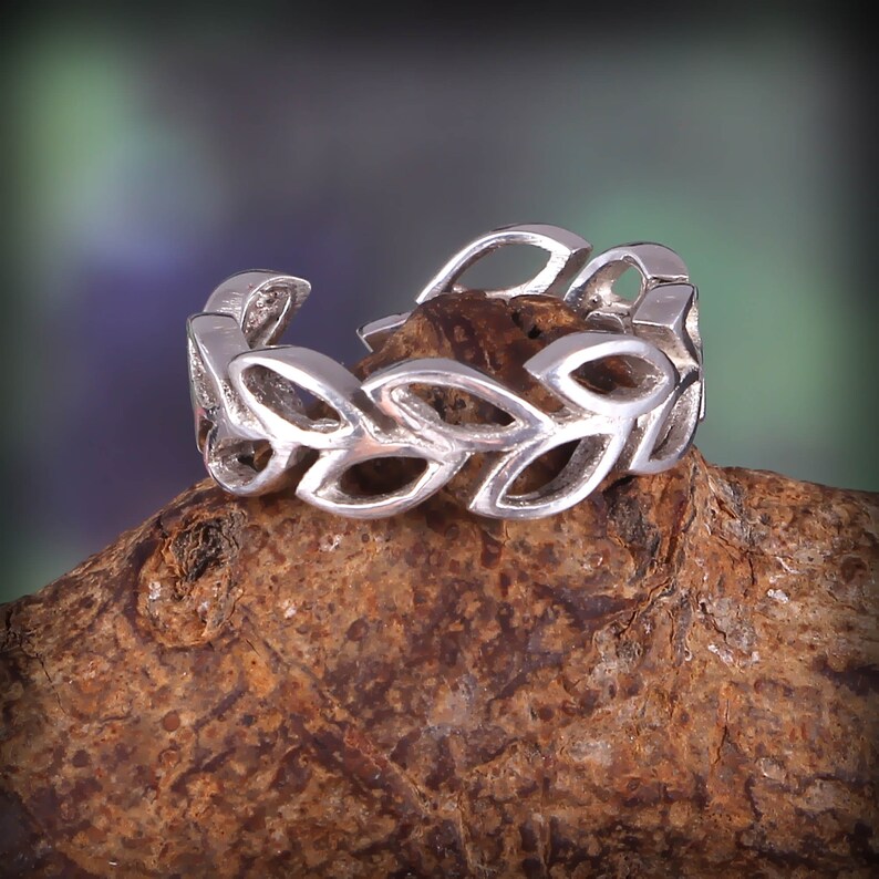 925 Sterling Silver Leaf Ring Adjustable Nature Jewelry Leaf Branch Ring Leaf Ring Laurel Ring Floral Leaves Silver Leaf Ring for Women AJ82