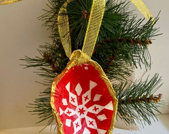 Oyster Shell Holiday Christmas Ornament-Snowflake