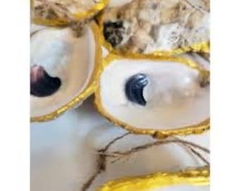 Oyster Shell Decor- Handmade Ring Dish, Bridesmaid Gifts, Engagement Ring Holder, Wedding Gift, Unique Gift, Shell Art, Custom Bridal Favor