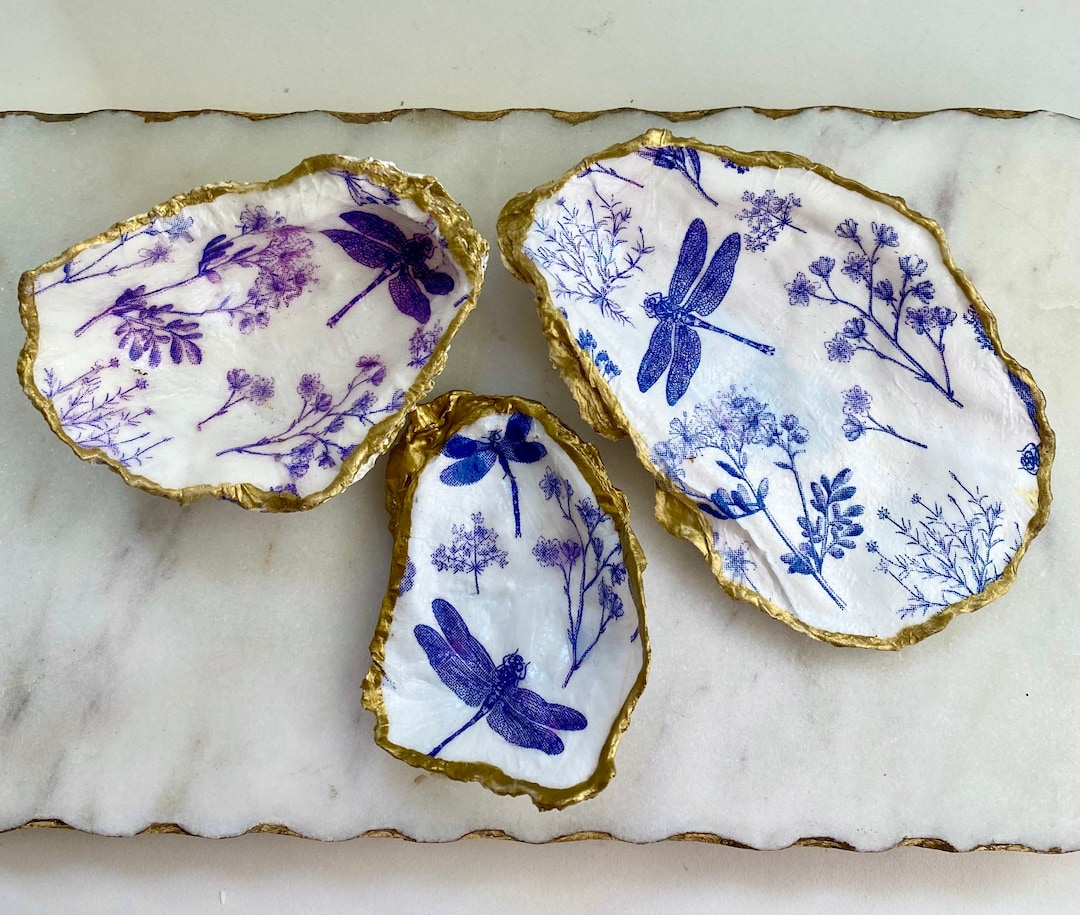Oyster Shell Decor- Handmade Trinket Dish, Bridesmaid Gifts, Ring Dish ...