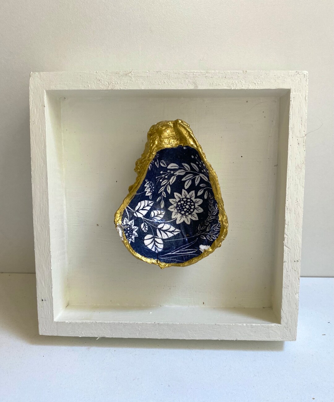 Oyster Shell 4x4 Shadow Box Wall Hanging | Wall Decor | Coastal Design ...