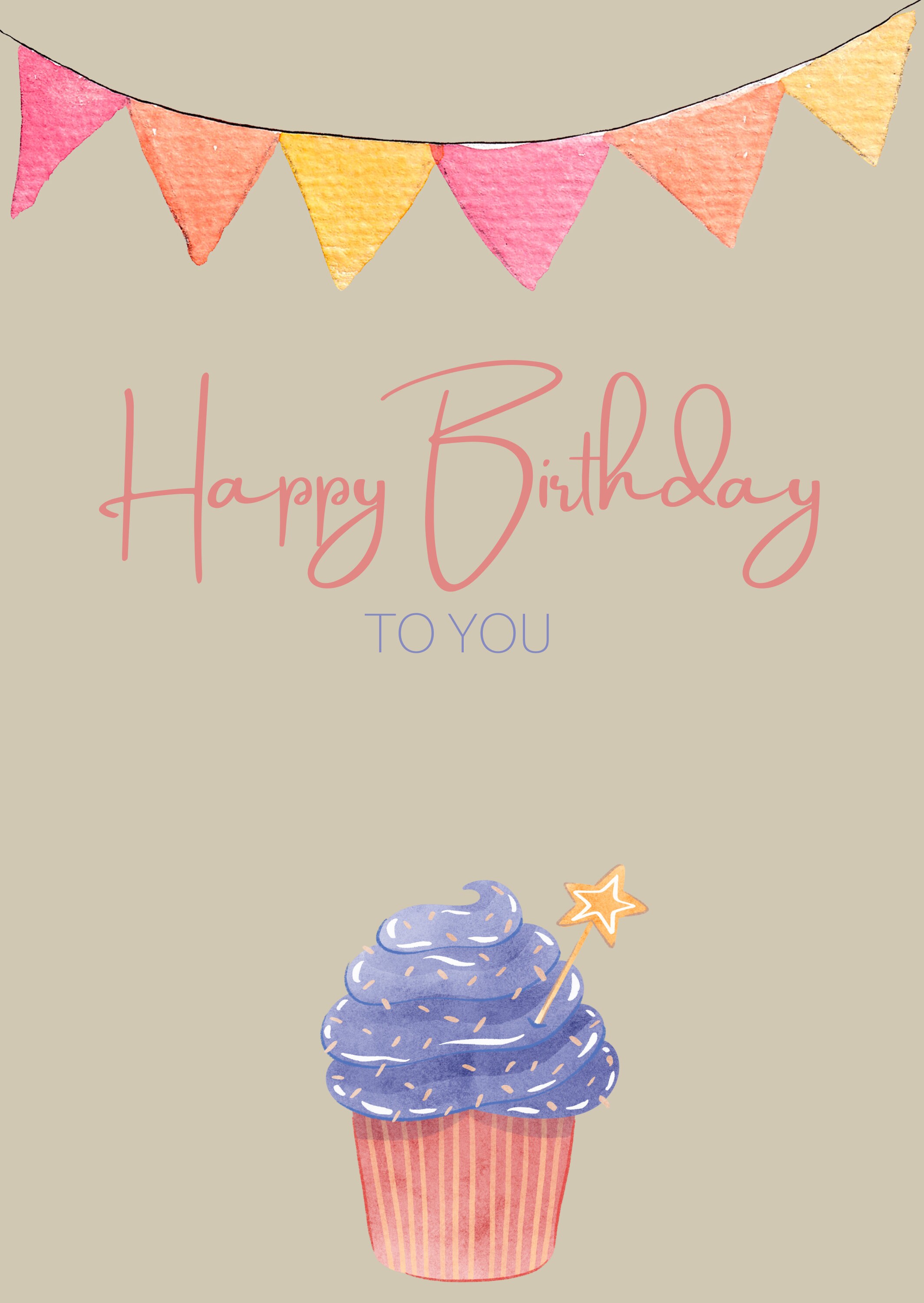 Printable Birthday Card Happy Birthday Watercolor Cupcake Instant Printable Birthday Card Happy Birthday Watercolor Cupcake Instant