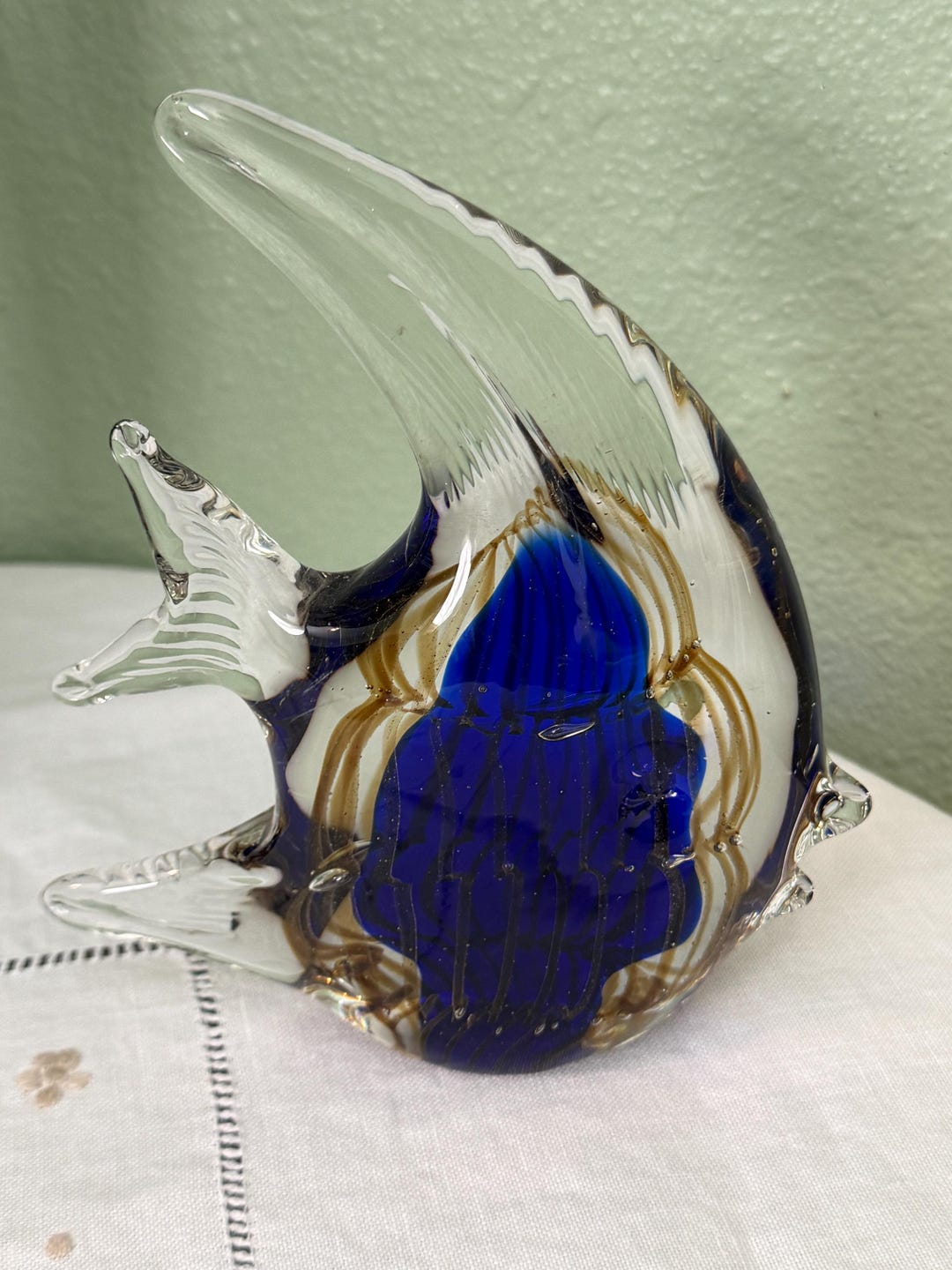 Dynasty Gallery Hand Blown Glass Angel Fish, Art Glass Angel Fish, Blue ...