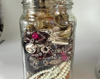 Mystery Jewelry Jar , Mixed Wearable Costume Jewelry Lot