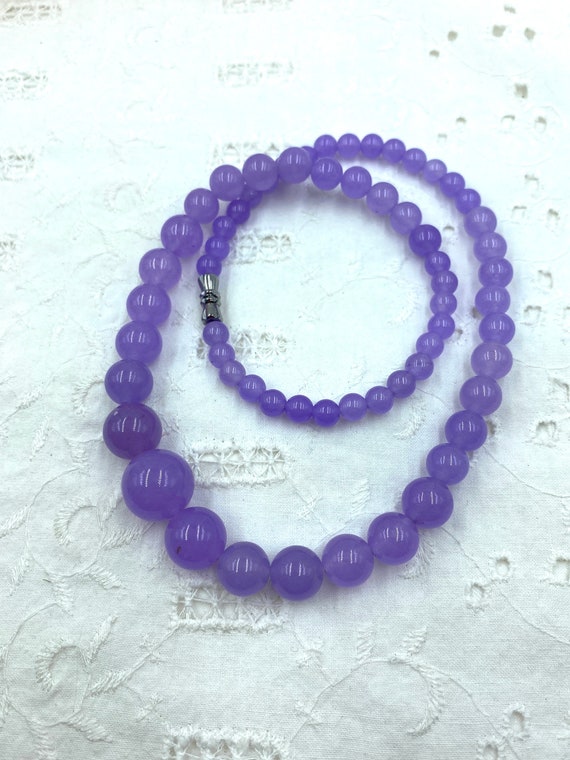 Handmade Graduated Natural Amethyst Beaded Necklac