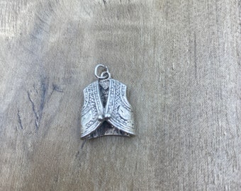 Western Theme 3 D Vest Vintage Sterling Silver  Charm /Pendant