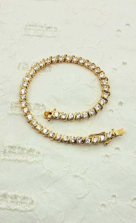 Vermeil Gold over Sterling Silver Clear CZ Tennis 
