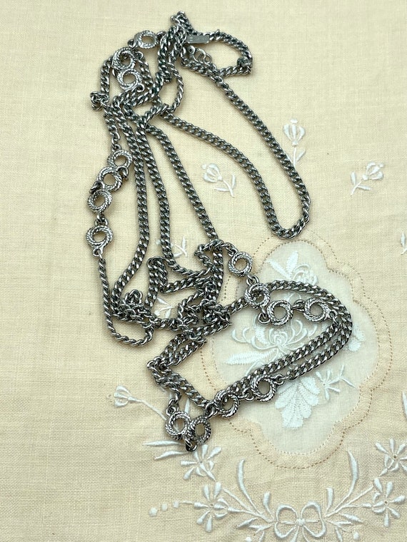 Monet Vintage Silver Tone Extra Long Necklace