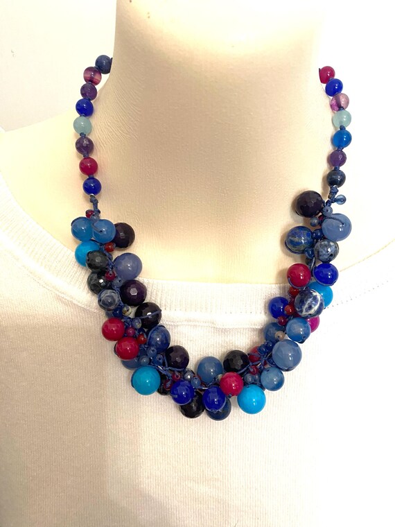 Chunky Statement Multi Natural Stone Necklace Han… - image 8