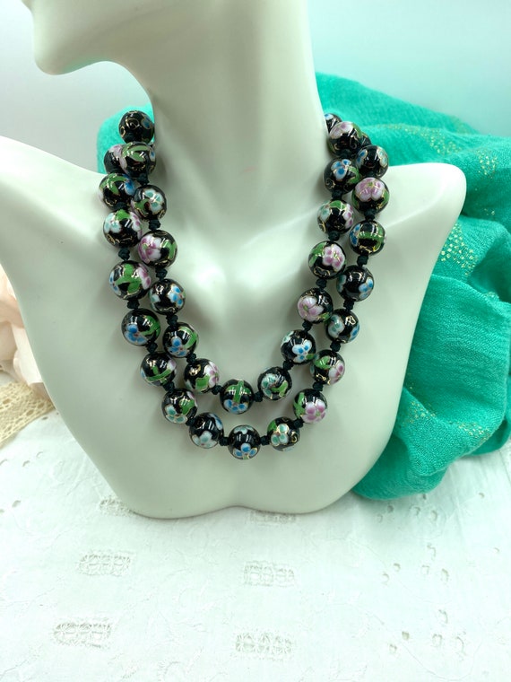 Handmade Exquisite Ceramic Cloisonné Style Beaded Necklace
