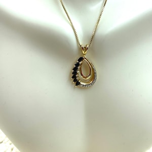 Vermeil Black Topaz Modernist Tear Drop Sterling Silver Necklace