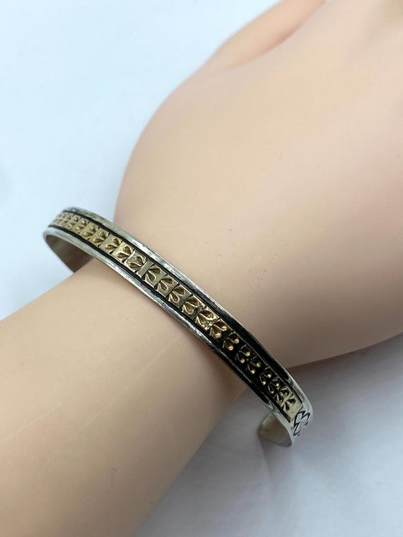 Vintage Navajo Sterling Silver Stackable Cuff Bra… - image 1