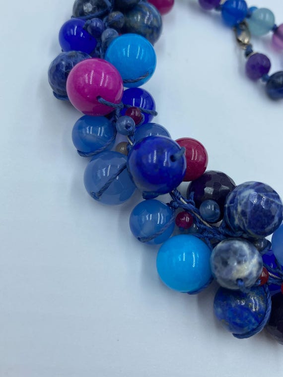 Chunky Statement Multi Natural Stone Necklace Han… - image 6