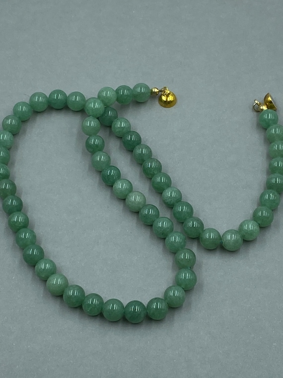 Collier Vintage Perles Hématite Et Jade Vert - Modèle 556, Occasion, Sans Marque