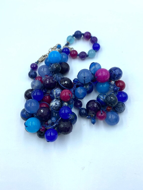 Chunky Statement Multi Natural Stone Necklace Han… - image 2