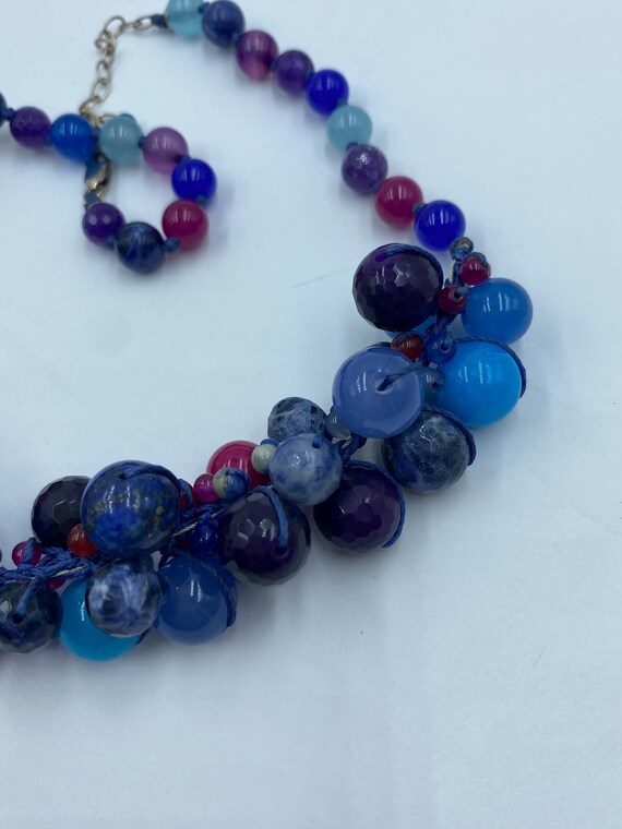 Chunky Statement Multi Natural Stone Necklace Han… - image 4