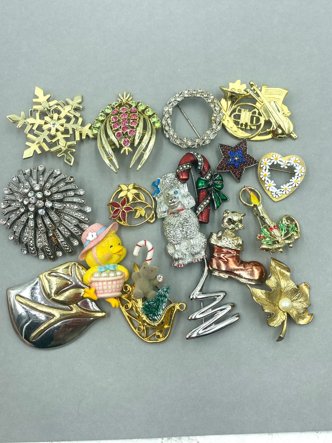 Vintage Brooch Lot Craft Jewelry Making Some Wearable Etsy
