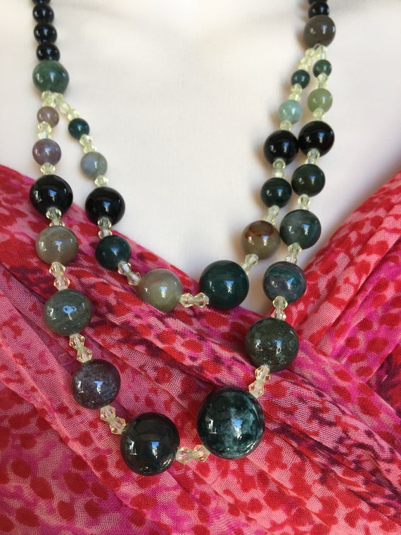 Handmade Multi Color Agates and Glass Beaded Neckl