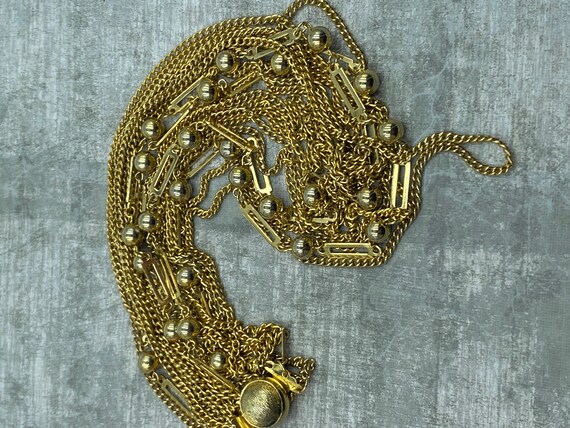 Vintage Japan Multi Strand Gold Chain Necklace Ar… - image 4