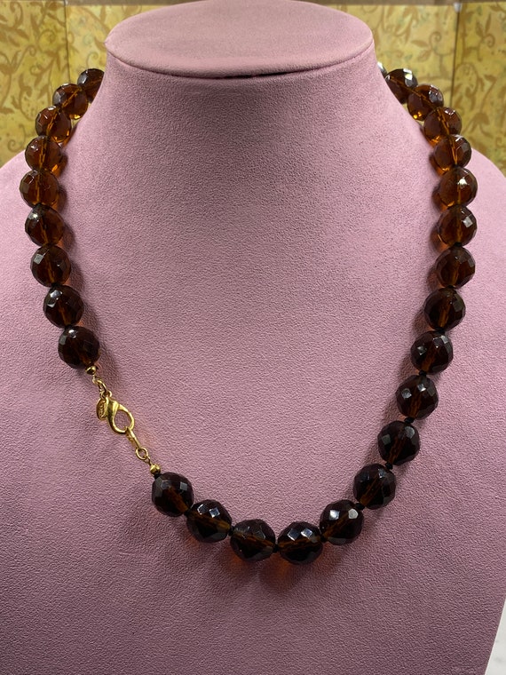 Joan Rivers Amber Glass Faceted Beaded Necklace