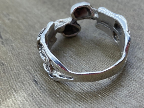 Handcrafted Sterling Silver Skeleton Biker Ring 8… - image 2