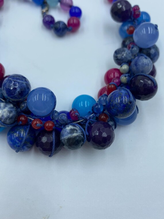 Chunky Statement Multi Natural Stone Necklace Han… - image 5