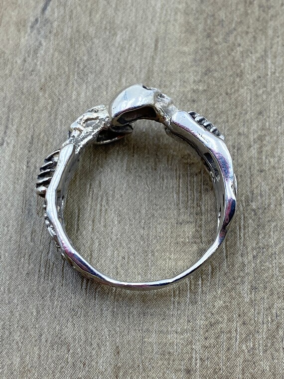 Handcrafted Sterling Silver Skeleton Biker Ring 8… - image 8