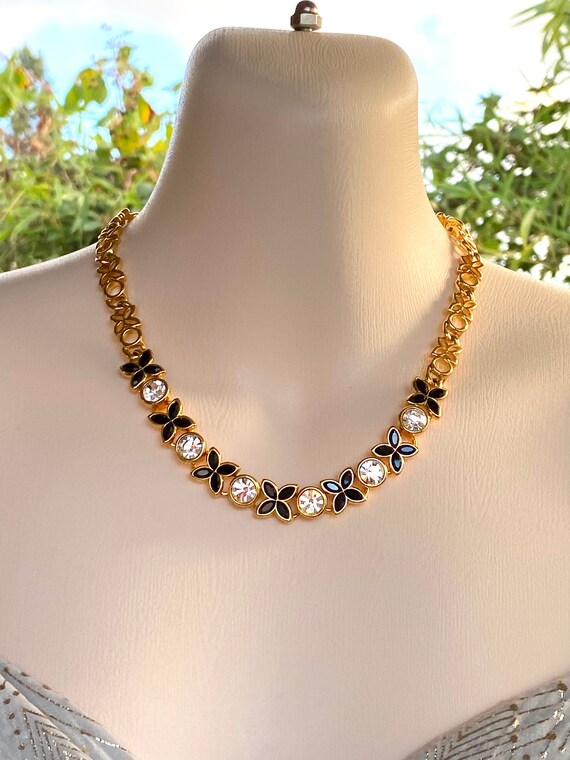 Napier Vintage Gold Tone Rhinestone 