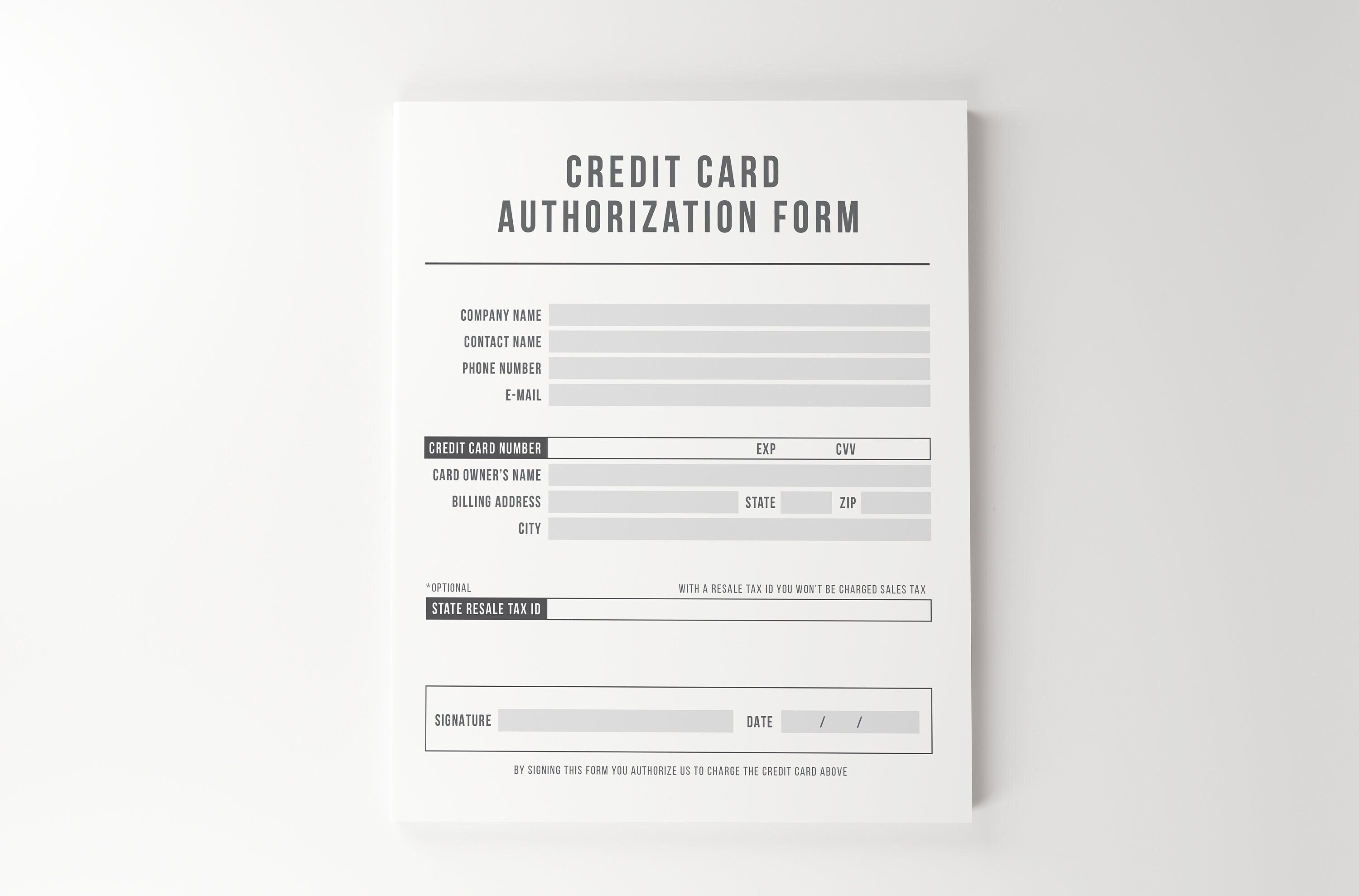 Credit Card Authorization Form Etsy