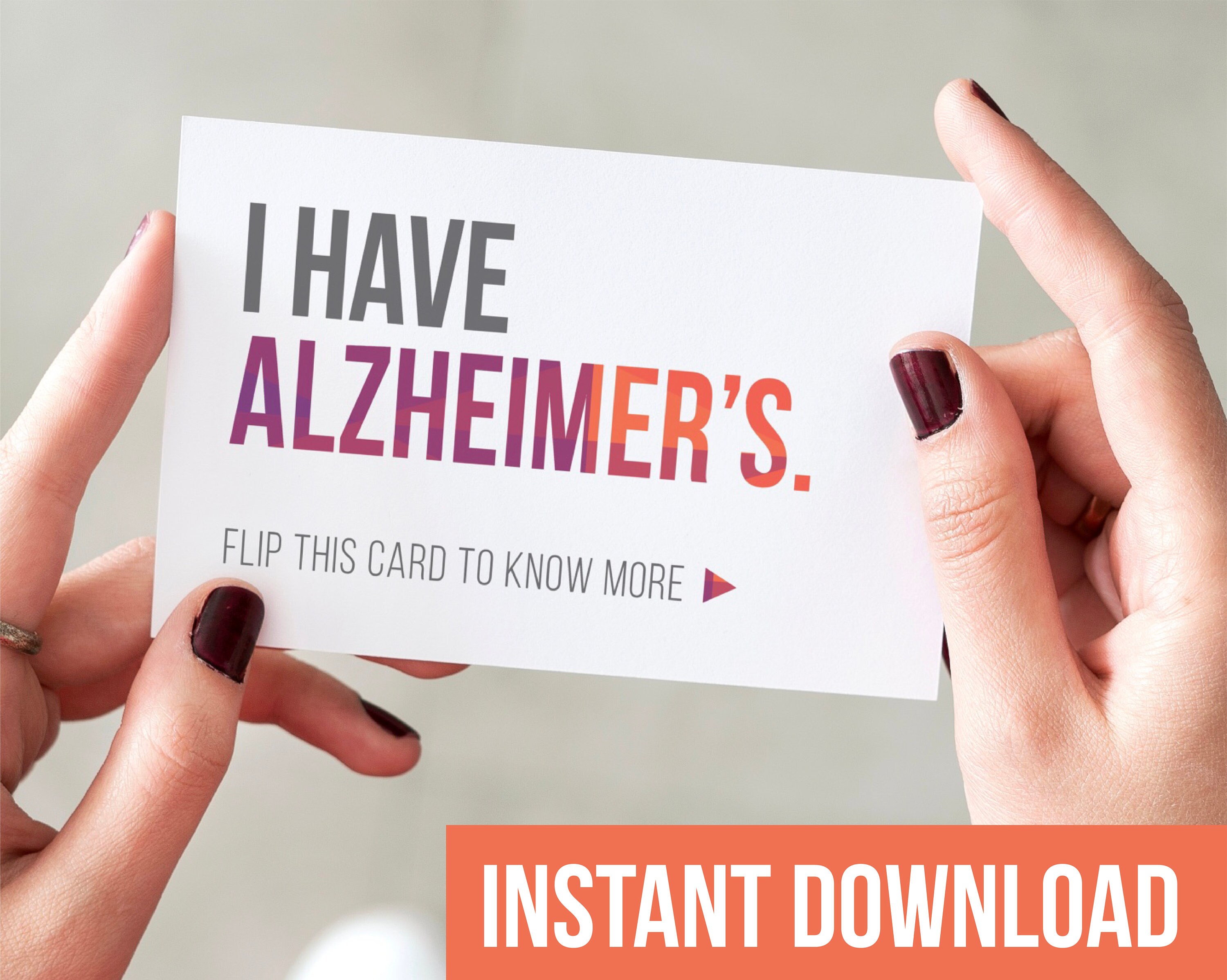 Alzheimer's Information Cards Digital Download Print | Etsy