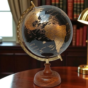 Black & Gold Decorative World Globe | Best Globe, Luxury Desk Decor, Vintage Style Tabletop Globe, Classy gift , office Globe, Home styling