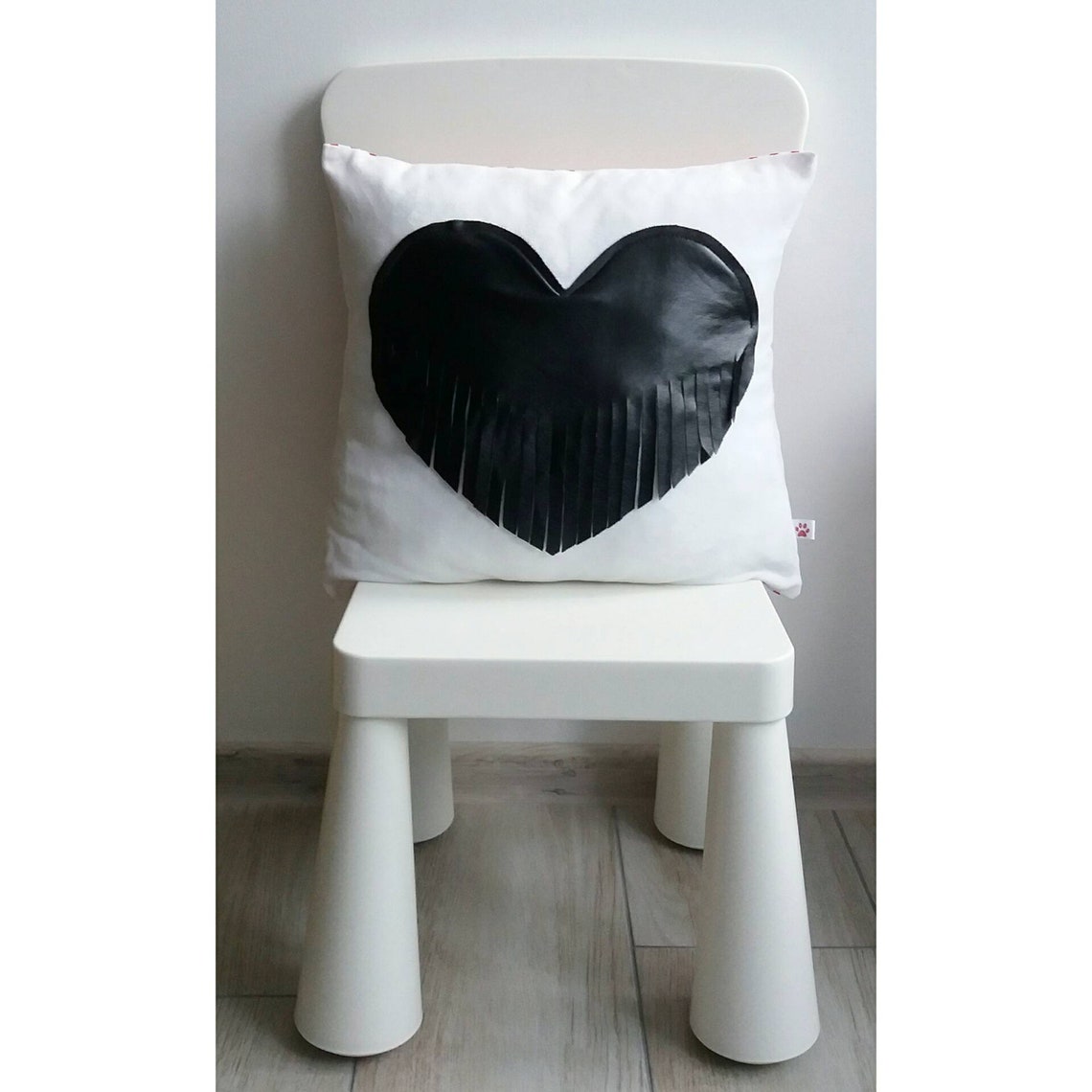 Black Heart pillow Valentine's day gift monochrome bedding Etsy