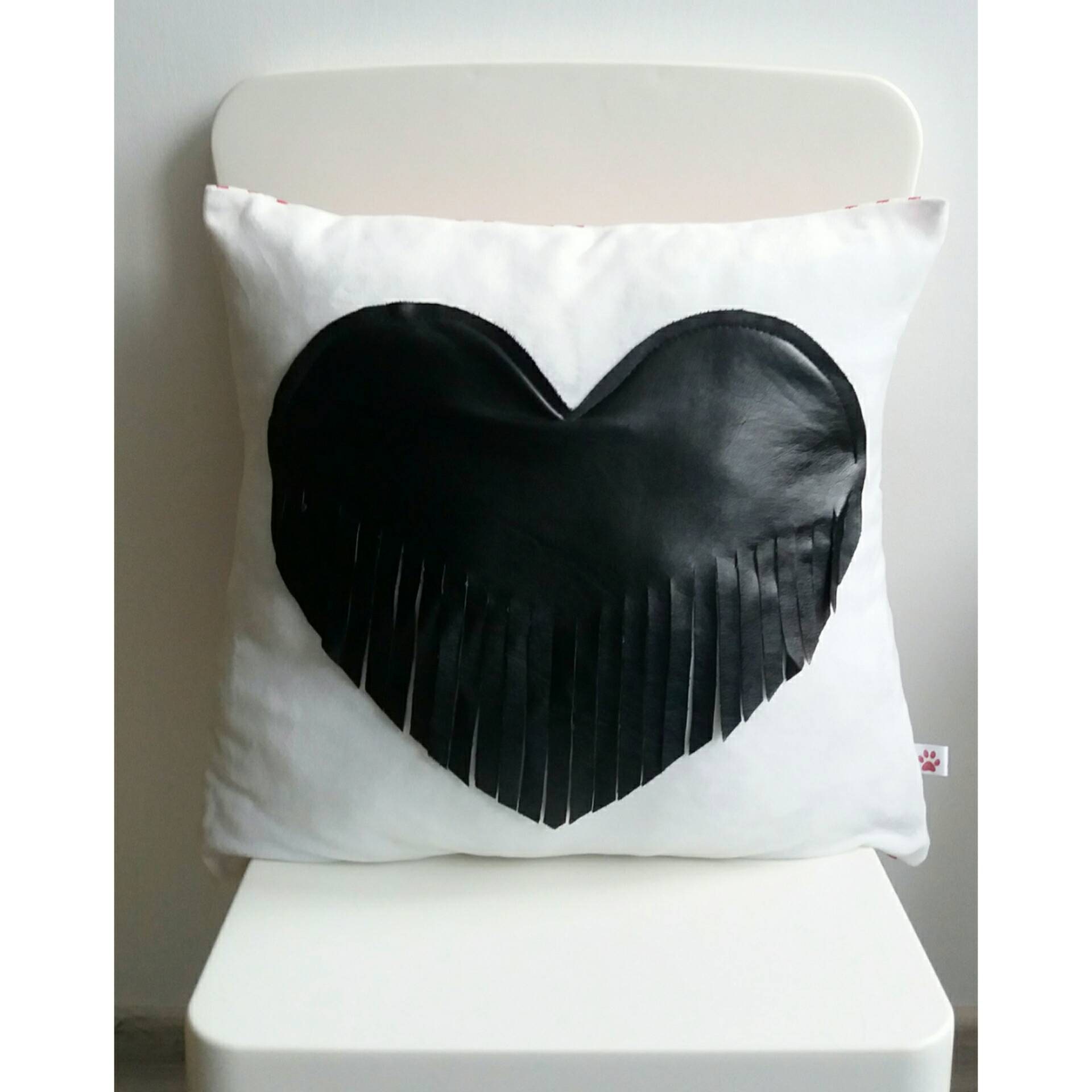 Black Heart pillow Valentine's day gift monochrome bedding Etsy